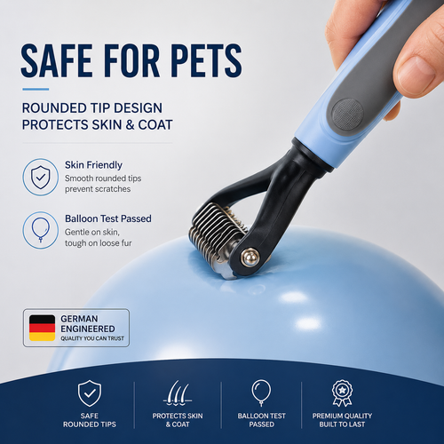 Tidy Tails Professional Dematting Undercoat Rake for Dogs and Cats, Extra Wide